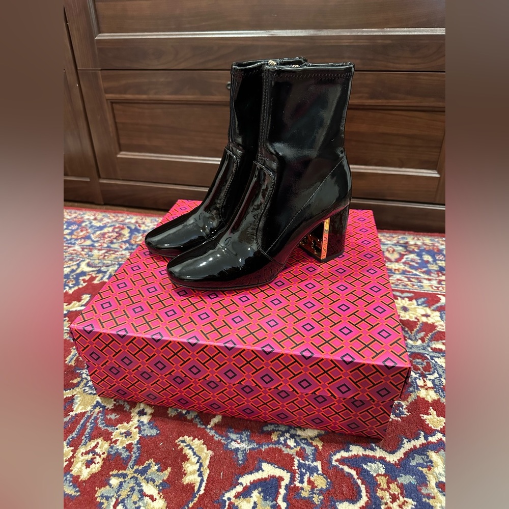 Tory Burch Gigi Patent Leather Booties - Picture 2 of 7